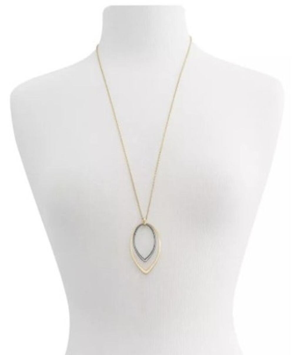 Lucky Brand Women's 2-Tone Double Teardrop Pendant Necklace  Gold & Black - EUC